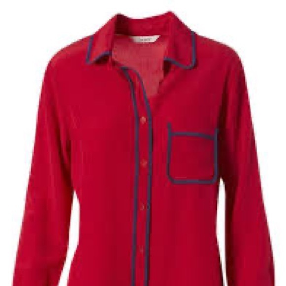 Tucker red Gaby pure silk button up shirt blouse - Picture 5 of 6